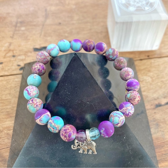 Matte Sea Sediment Impression Elephant Bracelet - Picture 3 of 6